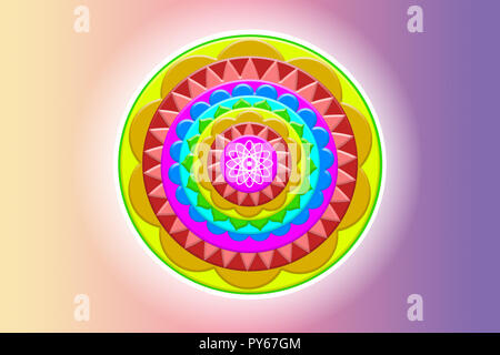 Farbige Mandalas mit dekorativen Elementen auf einem hellen Hintergrund Stockfoto