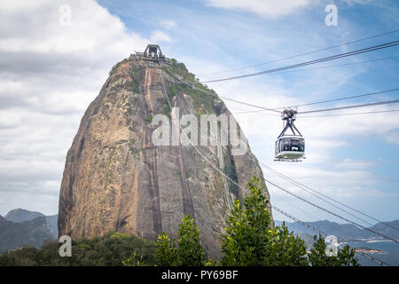 Zuckerhut Seilbahn Blick von Urca Hill - Rio de Janeiro, Brasilien Stockfoto