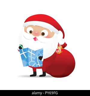 Frohe Weihnachten Charakter Weihnachtsmann Cartoon auf whire Hintergrund Vektor-illustration isolierte Eps 10. Stock Vektor