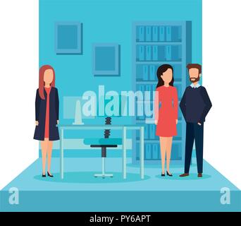 Elegante Business Menschen am Arbeitsplatz Vector Illustration Design Stock Vektor
