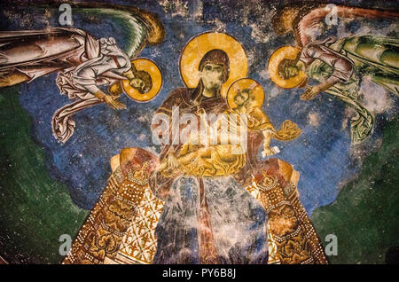 Fresco Kunst - Kirche St. George, Kurbinovo, Prespa Region - Mazedonien Stockfoto