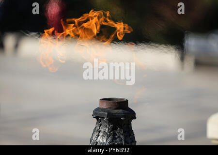 Ewige Flamme für die Helden am Denkmal in Erinnerung an die gefallenen Soldaten während des Zweiten Weltkriegs, in Bukarest, Rumänien Stockfoto