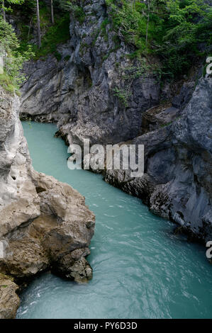 Füssen: Schlucht unterhalb von "Lechsfall" (Lech fällt), Landkreis Ostallbräu, Allgäuer, Bayern, Deutschland Stockfoto