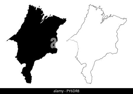 Maranhao (Region Brasiliens, Föderierte Zustand, Föderative Republik Brasilien) Karte Vektor-illustration, kritzeln Skizze Maranhao Karte Stock Vektor