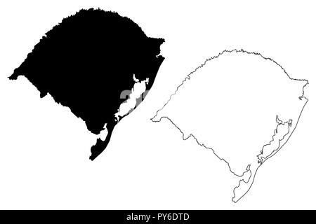 Rio Grande do Sul (Brasilien, Föderierte Zustand, Föderative Republik Brasilien) Karte Vektor-illustration, kritzeln Skizze Rio Grande do Sul Karte Stock Vektor