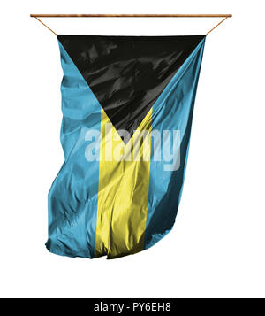 Flagge der Bahamas. Vertical flag. auf einem weißen Hintergrund. Stockfoto