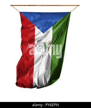 Flagge Äquatorialguinea. Vertical flag. auf einem weißen Hintergrund. Stockfoto