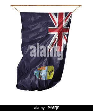 Flagge von Saint Helena. Vertical flag. auf einem weißen Hintergrund. Stockfoto