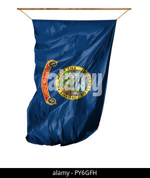 Flaggenstaat von Idaho. Vertical flag. auf einem weißen Hintergrund. Stockfoto