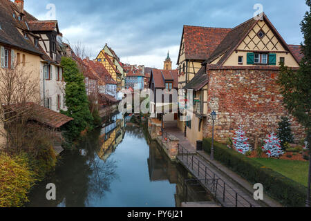 Weihnachten Klein-Venedig in Colmar, Elsass, Frankreich Stockfoto