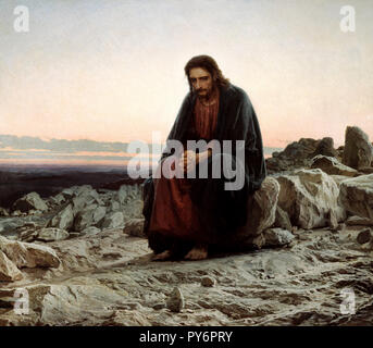 Ivan Kramskoy, Christus in der Wüste 1872 Öl auf Leinwand, Tretjakow-Galerie, Moskau, Russland. Stockfoto