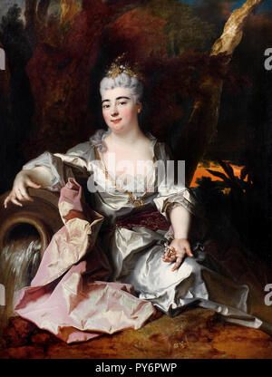 Nicolas de Largilliere, Portrait von Marie Louise Elisabeth d'Orleans Herzogin von Berry, ca. 1714 Öl auf Leinwand, Frost Art Museum, Miami, Florida. Stockfoto