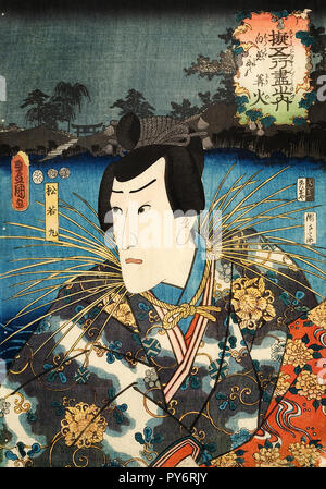 Kunisada, der Schauspieler Ichikawa Danjuro VIII, 1852 farbige Holzschnitt, Museum Kunstpalast, Düsseldorf, Deutschland. Stockfoto