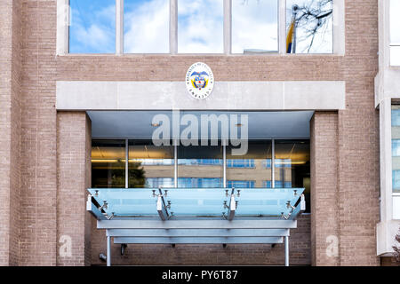 Washington DC, USA - 9. März 2018: die Republik Kolumbien Botschaft und Konsulat anmelden Eingang Gebäude in der Hauptstadt, niemand, außen Stockfoto