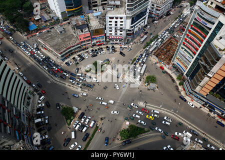 Luftaufnahme von Gulshan-2 Kreis in Dhaka, Bangladesh. Stockfoto