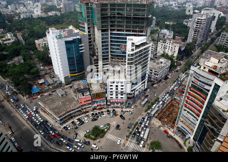 Luftaufnahme von Gulshan-2 Kreis in Dhaka, Bangladesh. Stockfoto