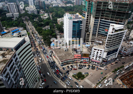 Luftaufnahme von Gulshan-2 Kreis in Dhaka, Bangladesh. Stockfoto