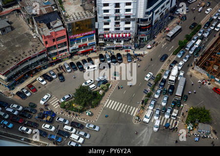 Luftaufnahme von Gulshan-2 Kreis in Dhaka, Bangladesh. Stockfoto