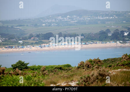 Abersoch Beach, Hütten, Llyn Halbinsel, North Wales Stockfoto