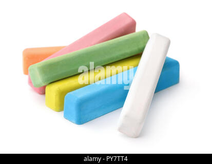 Einstellen der Farbe chalk Sticks isoliert auf weißem Stockfoto