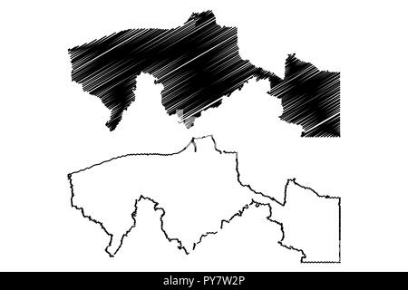 Tabasco (Vereinigten Mexikanischen Staaten, Mexiko, Bundesrepublik) Karte Vektor-illustration, kritzeln Skizze freier und souveräner Staat von Tabasco Karte Stock Vektor