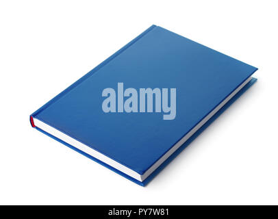 Blau Hardcover Buch isoliert auf weißem Stockfoto