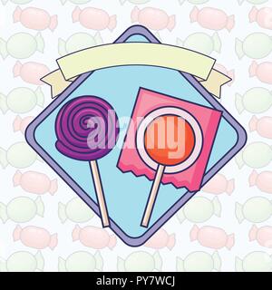 Süße Lutscher mit bandsymbol Vector Illustration Design Stock Vektor