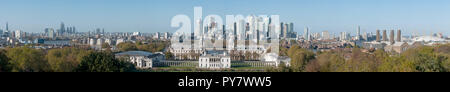 Panoramabild von London als von Greenwich Park London gesehen Stockfoto