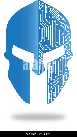 Datensicherheit Logo mit Spartan Helmen Stock Vektor