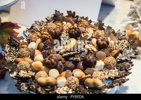 Sortiment von Chocholate in Belgischen chocholate Shop Stockfoto