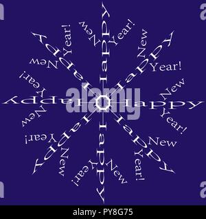 Weihnachten Schneeflocke aus der Inschrift Frohes neues Jahr Typografie Stock Vektor