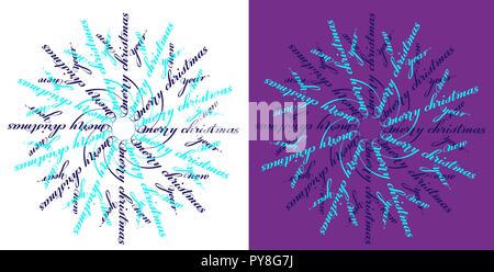 Neues Jahr Schneeflocke aus der Aufschrift frohe Weihnachten und Neues Jahr Typografie Stock Vektor