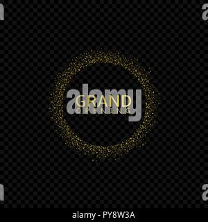 Grand opening. Golden Konfetti Label, Vector Illustration Stock Vektor
