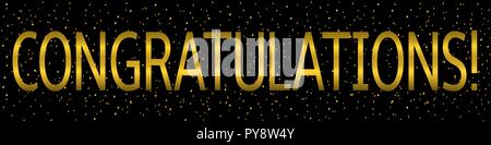 Herzlichen Glückwunsch Banner. Angebot, golden Text mit glitzert und funkelt Stock Vektor