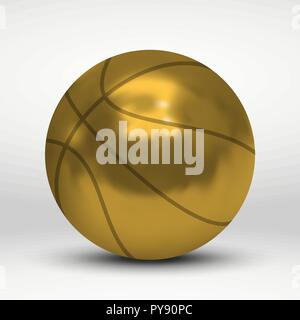Vector Illustration mit goldenen Basketball Ball auf weißem Hintergrund Stock Vektor