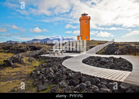 Leuchtturm in Island Stockfoto