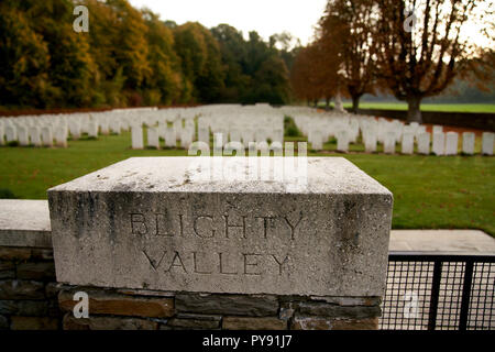 Blighty Tal Soldatenfriedhof mit viele von denen, die am 1. Juli 1916 getötet neben dem Schlachtfeld an der Somme Stockfoto