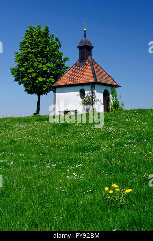 Kapelle in Leibersberg (Gemeinde Riegsee) im Oberland, Landkreis Garmisch-Partenkirchen, Oberbayern, Bayern, Deutschland Stockfoto