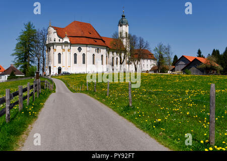 Wieskirche bei Steingaden (Wallfahrtskirche Wies), Landkreis Weilheim-Schongau, Oberbayern, Bayern, Deutschland Stockfoto