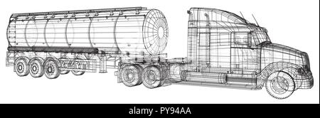 Benzin Lkw Vector Illustration. Tracing Abbildung der 3d. EPS 10 Vektor Format Stock Vektor