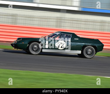 Jim Dean, Lotus Europa, HSCC 70er Sport Straße, Silverstone Endrunden historisches Rennen treffen, Silverstone, Oktober 2018, Autos, klassische Rennwagen, historischen Stockfoto