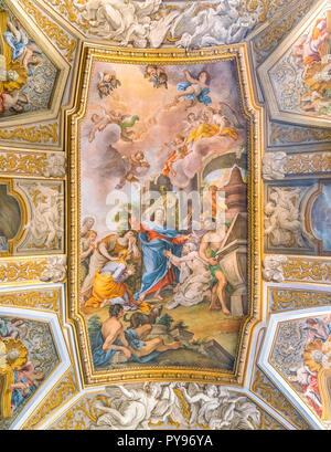 Fresco", die Auferweckung des Lazarus im Gebet seiner Schwester Maria' von Michelangelo Cerruti. Kirche Santa Maria Maddalena in Rom, Italien.
