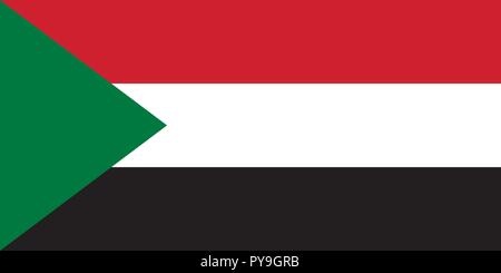 Vektor Bild für den Sudan Flagge. Auf der Grundlage der Offiziellen und dem genauen Sudanesische Fahne Abmessungen (2:1) und Farben (186 C, 356 C, Weiß und Schwarz) Stock Vektor