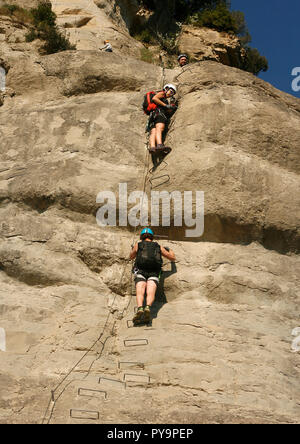 Klettersteig. Centelles. Catalunya. Spanien Stockfoto