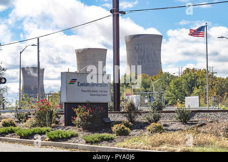 Middletown, PA, USA - 21. Oktober 2018: Three Mile Island Kernkraftwerk Kraftwerk, die gemeinhin als TMI bekannt ist, ist der Ort der USA schlimmsten nuklearen ac Stockfoto