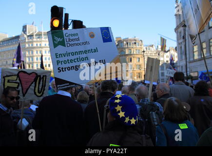 London, Großbritannien - 20, Oktober 2018: Tausende von Menschen in Abstimmung der März in London Stockfoto