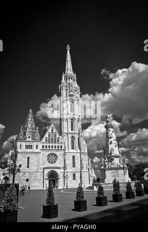 Budapest, die Hauptstadt Ungarns, ist durch die Donau halbiert. Die aus dem 19. Jahrhundert Chain Bridge verbindet das hügelige Buda Bezirk mit flachen Pest. Stockfoto