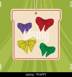 Bunte Auswahl von Hand gezeichneten Stil Bogen in Rot Lila Gelb und Grün über Festliche Karton Ausschneiden Stock Vektor