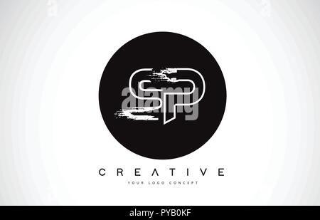 SP Moderne Leter Logo Design mit schwarzen und weissen Monogramm. Kreatives Schreiben Logo Bürste Monogramm Vektor Design. Stock Vektor