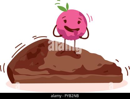 Süße Kuchen Zeichentrickfigur vektor Logo auf weißem Hintergrund isoliert Stock Vektor